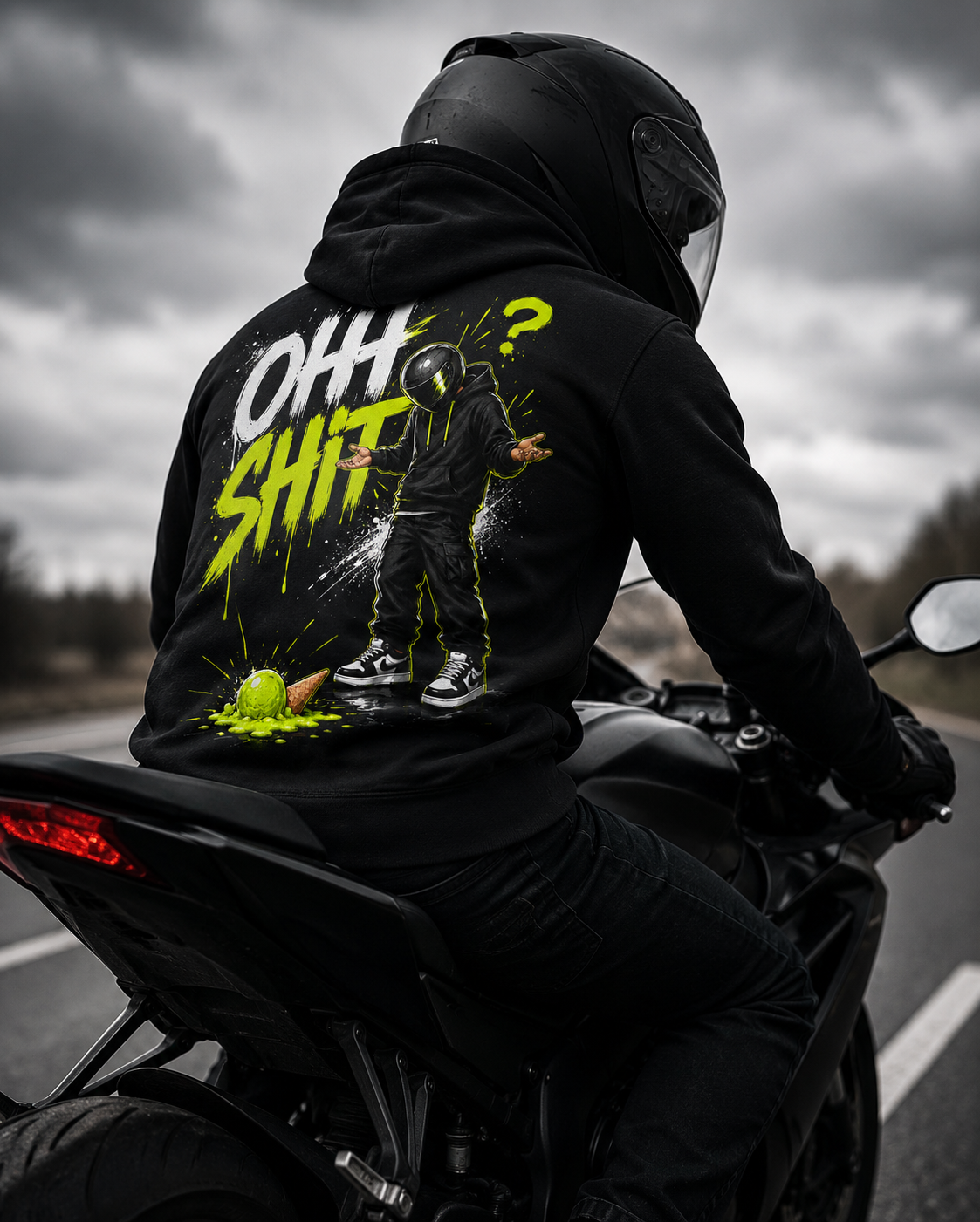 OHH SHIT – Motoros mintás pulóver